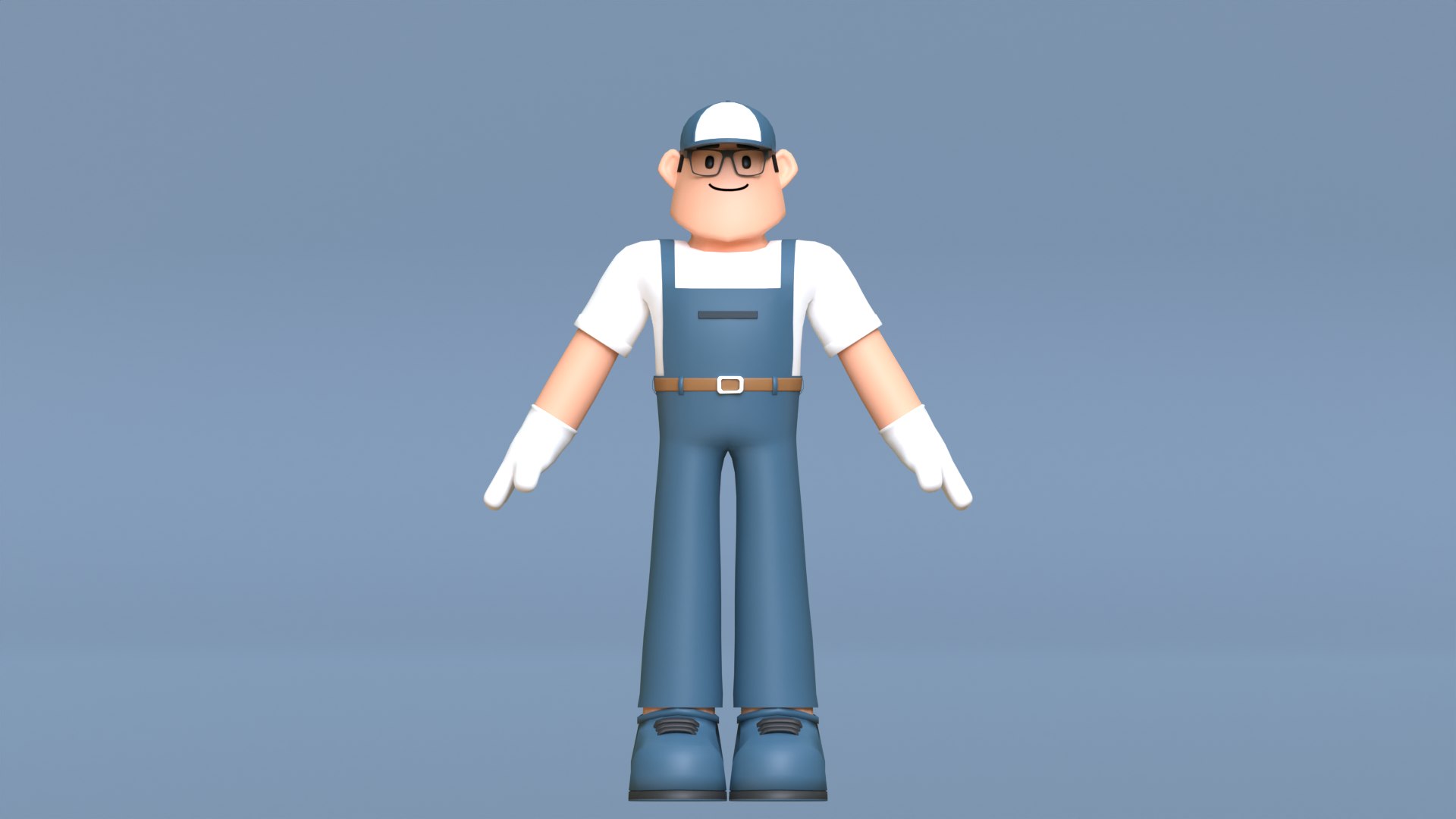 Minimal Mechanic Cartoon Character 3D model https://p.turbosquid.com/ts-thumb/OM/iv0eUK/e1/cycle_front/png/1701324248/1920x1080/fit_q87/77228c8483862b2660fba1272db48afcceeb8b2e/cycle_front.jpg