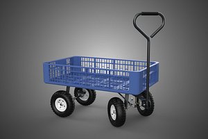 3D HEAVY DUTY CRATE BASKET TRAY BED TUB WAGON DOLLY TRAILER CART 4W model