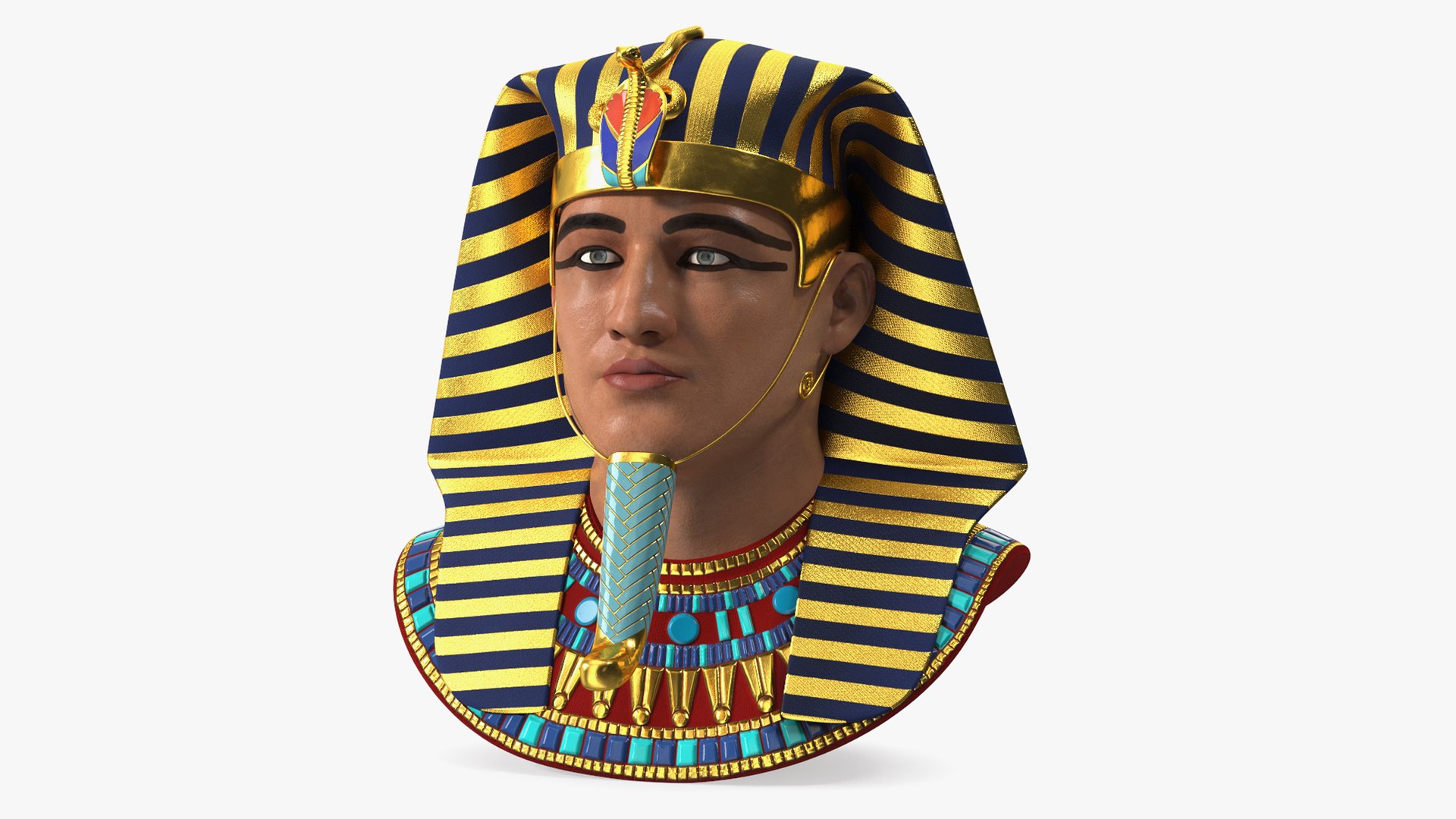Head of Egyptian Pharaoh Rigged for Cinema 4D 3D model preview