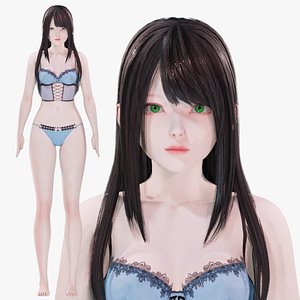 Lingerie clothes 0005 - Rigged -Unreal - Unity - Blender - Animated - Realistic Female Character