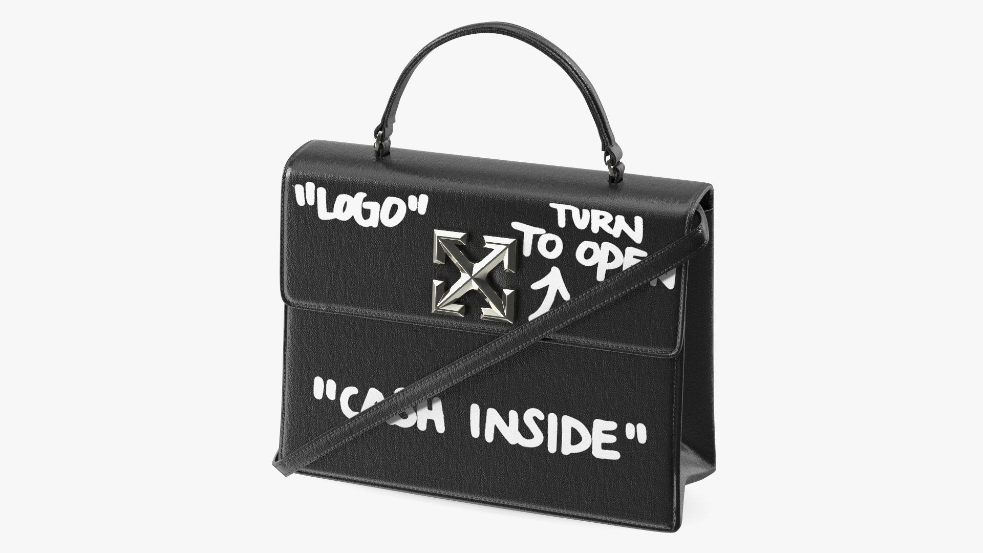 Woman Bag Off White Black 3D model preview