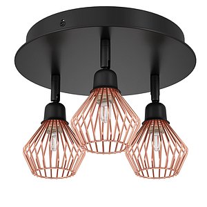 3 Light Metal Ceiling Lamp Copper Volga 3D model