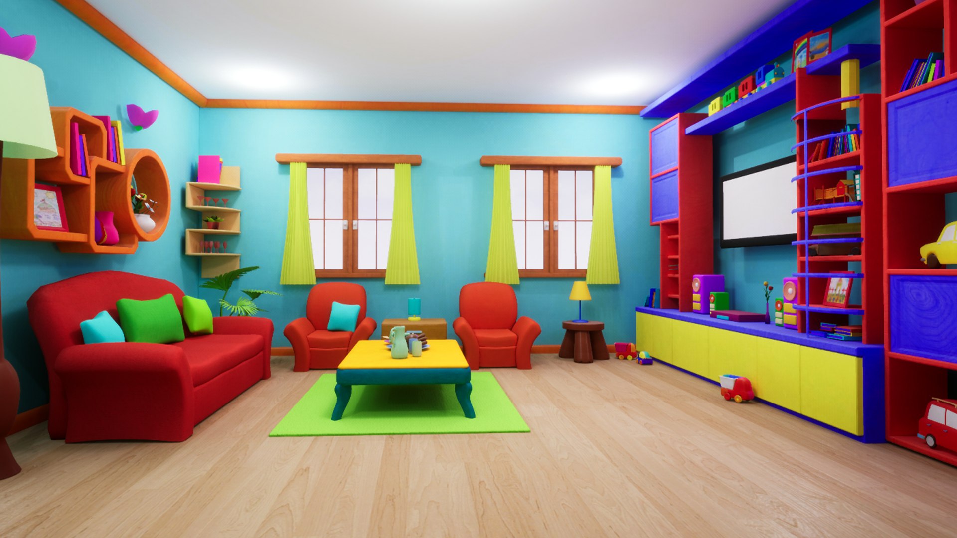 Livingroom cartoon - asset 3D - TurboSquid 1388890