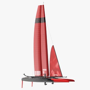 Sail Race Yacht Red 3D