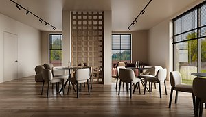 Modern Luxury Restaurant and Cafe Lounge Interior Scene 3ds Max Corona
