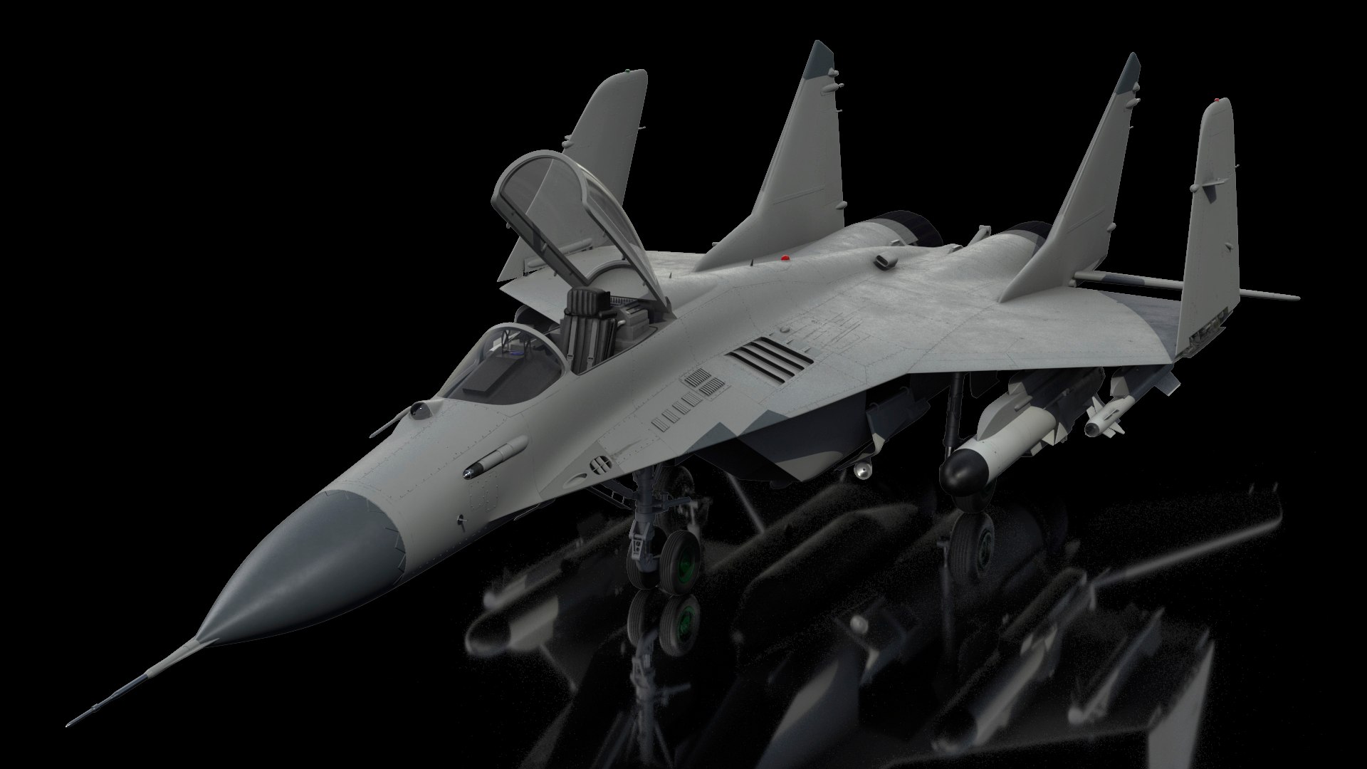 MiG 29 Fighter Aircraft with Armament Rigged for Maya 3D model preview
