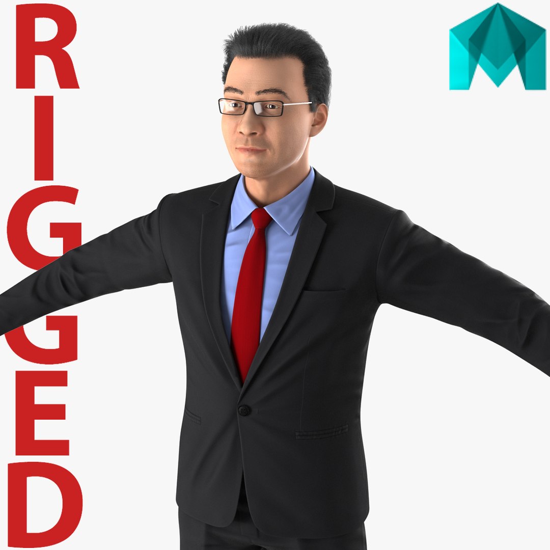 Asian Businessman Rigged for Maya 3D model preview