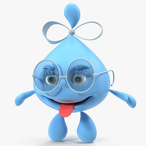 Water Drop Cartoon Lady Character 3D Model
