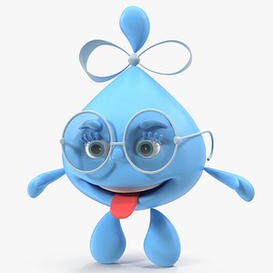 Water Drop Cartoon Lady Character 3D Model