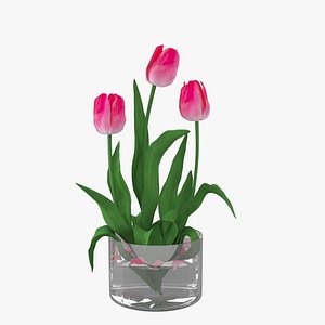 3D Pink tulips
