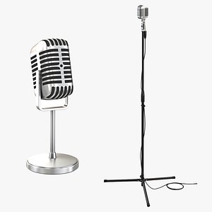3D model Retro Microphone Collection with Stand