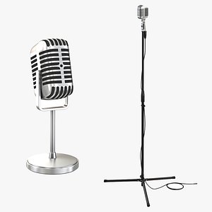 Retro Microphone Collection with Stand
