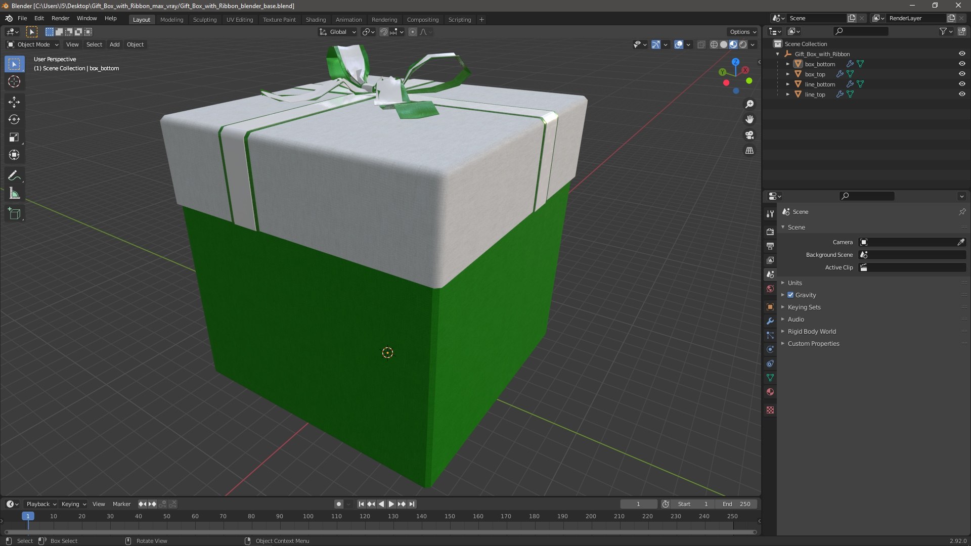 Gift Box With Ribbon 3D Model - TurboSquid 2243496