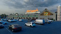 Detailed Shopping Center with Highway