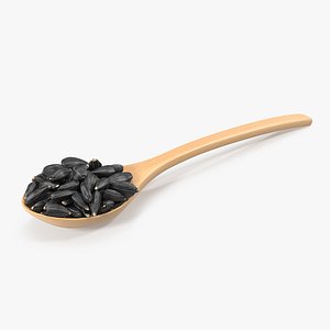 Sunflower Seeds in a Wooden Spoon