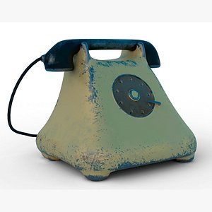 3D Old telephone low poly Low-poly 3D model