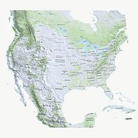 Topographical map of United States USA with Canada