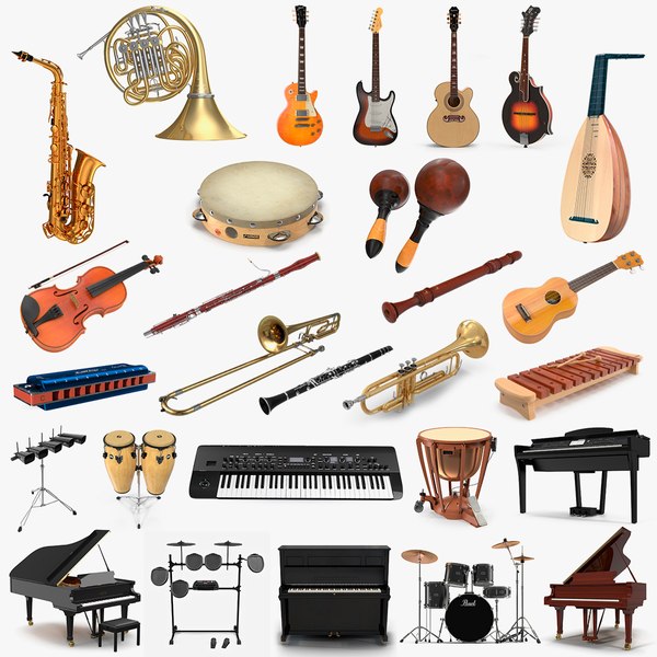 Coleção de instrumentos musicais de latão Modelo 3D - TurboSquid 1298474