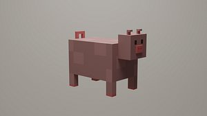 Voxel Low Polly Animal Pig 3D model
