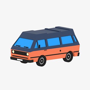 Cartoon low poly camper van