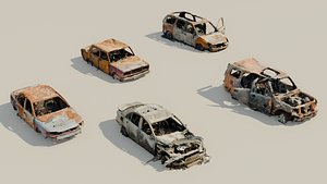 3D model Destroyed car