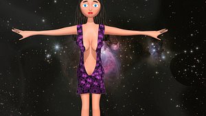 free low poly woman in dress 28