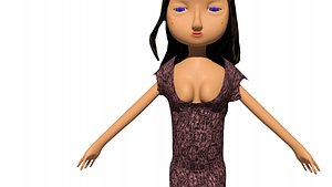 free low poly woman in dress 14