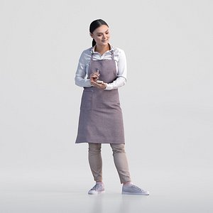 3D People Woman Charley 1893 Waitress Standing Taking An Order Low poly