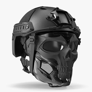 Black Airsoft Tactical Helmet and Mask
