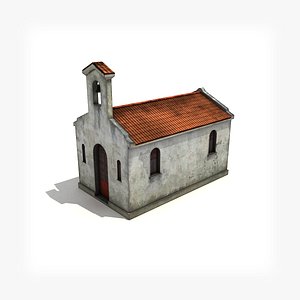 3d model of low-poly small church building