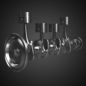 engine piston crankshaft rigged 3d model
