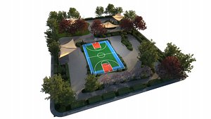 3D Urban park with basquet court model