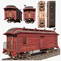PRR Baggage Car Circa 1860 - BLENDER