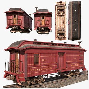 PRR Baggage Car Circa 1860 - BLENDER