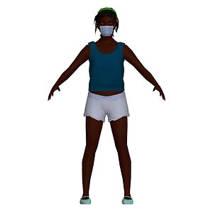 low-poly black woman face 3D model