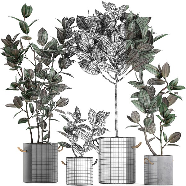 3D model decorative trees interior concrete - TurboSquid 1582094