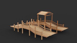wood bridges 3D model 3D model