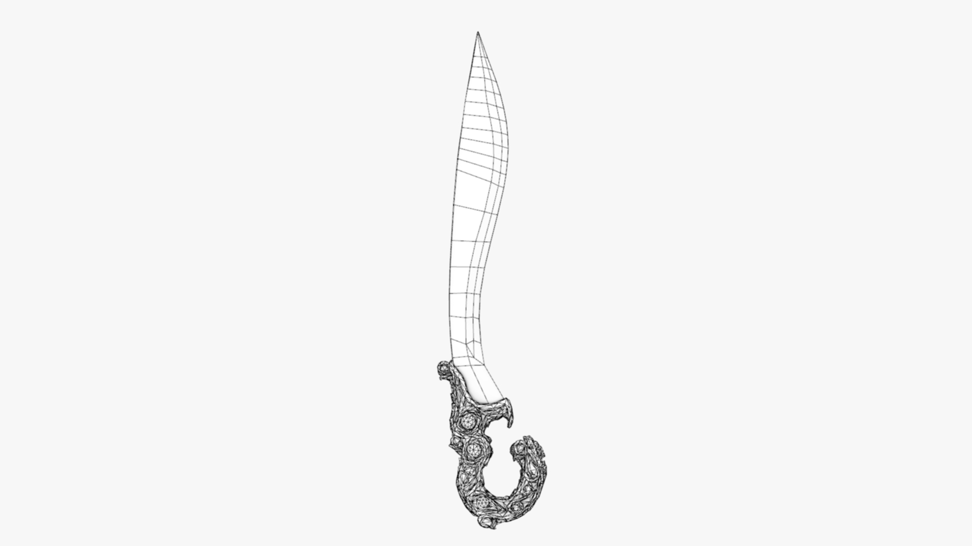 3D Fantasy Sword RPG Iberian Falcata Knife Curved Machete Sword Blade ...