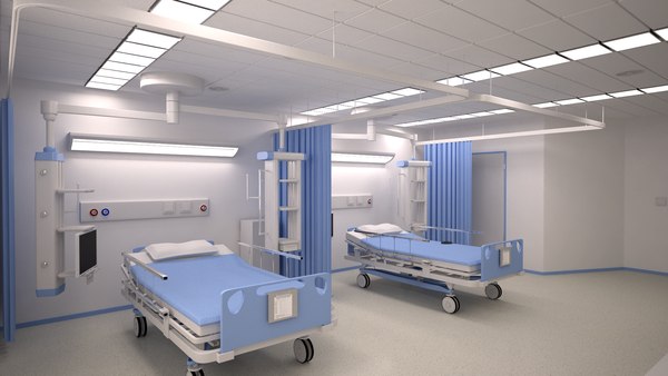 3D model hospital bed ward scene - TurboSquid 1544275