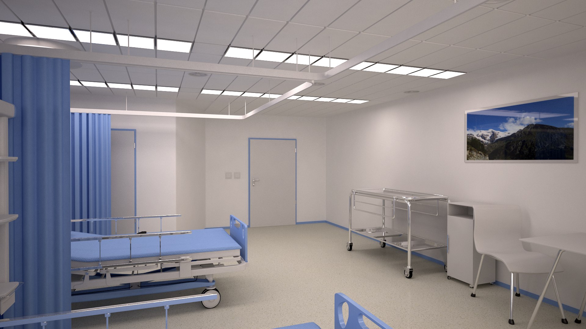 3D Model Hospital Bed Ward Scene - TurboSquid 1544275