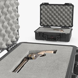Hard Gun Case with Classic Revolver Black