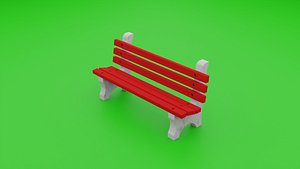 cement park bench 3D model