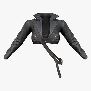 Cyber Cop Cropped Leather Jacket model