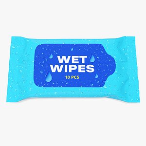 Small Wet Wipes Package Blue 3D model