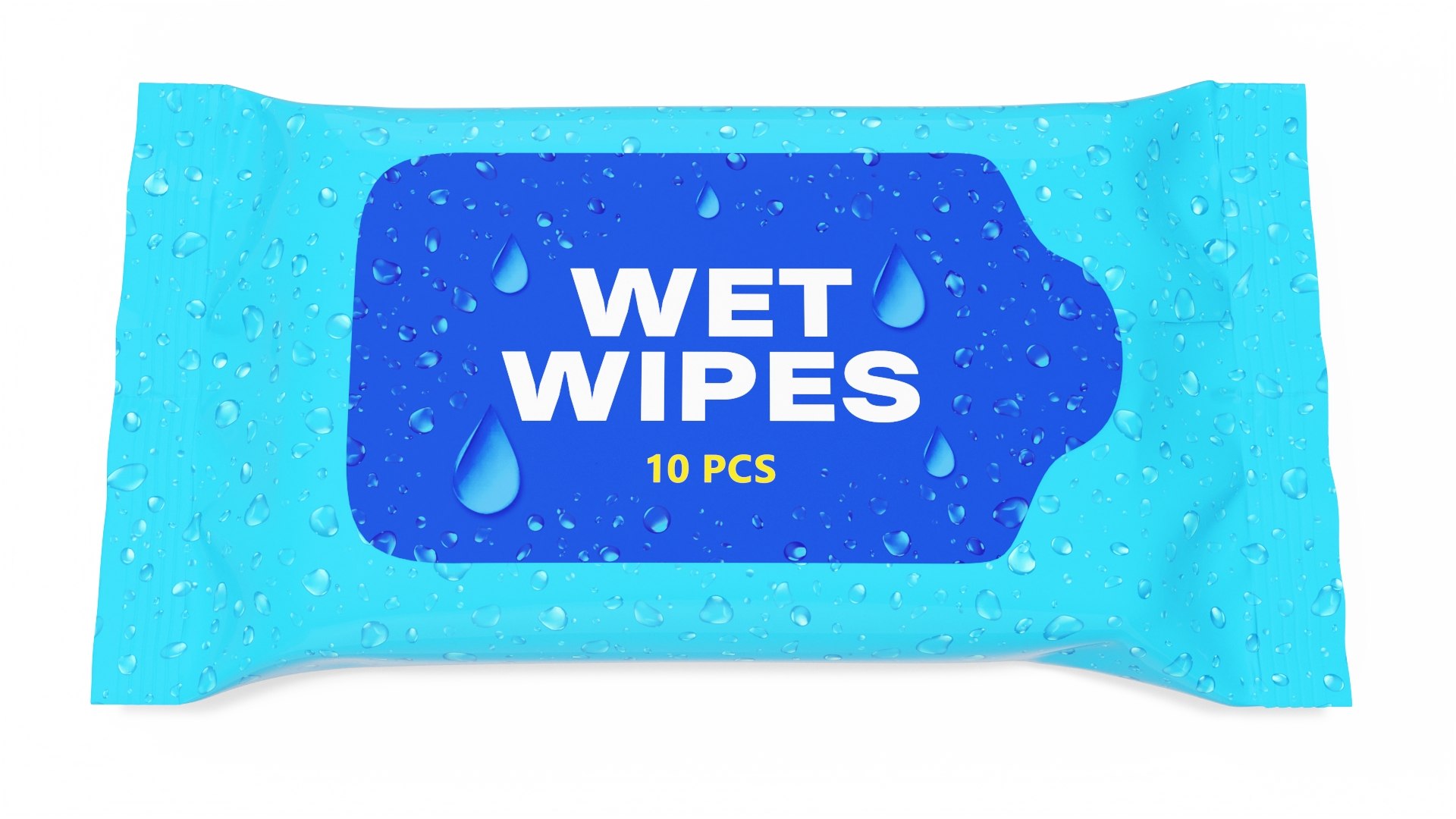 Small Wet Wipes Package Blue 3D model preview