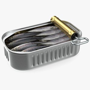 Canned Sardine Opened with Twist Key 3D model