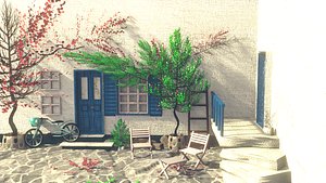 greek house front facade 3D