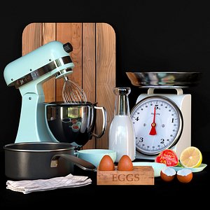 Kitchen appliances with kitchen utensils 3D