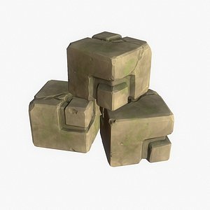 Cartoon Ancient ruins. Cube