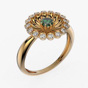 Diamond jewelry ring Coloured Classic all sizes R62 3D print model 3D model